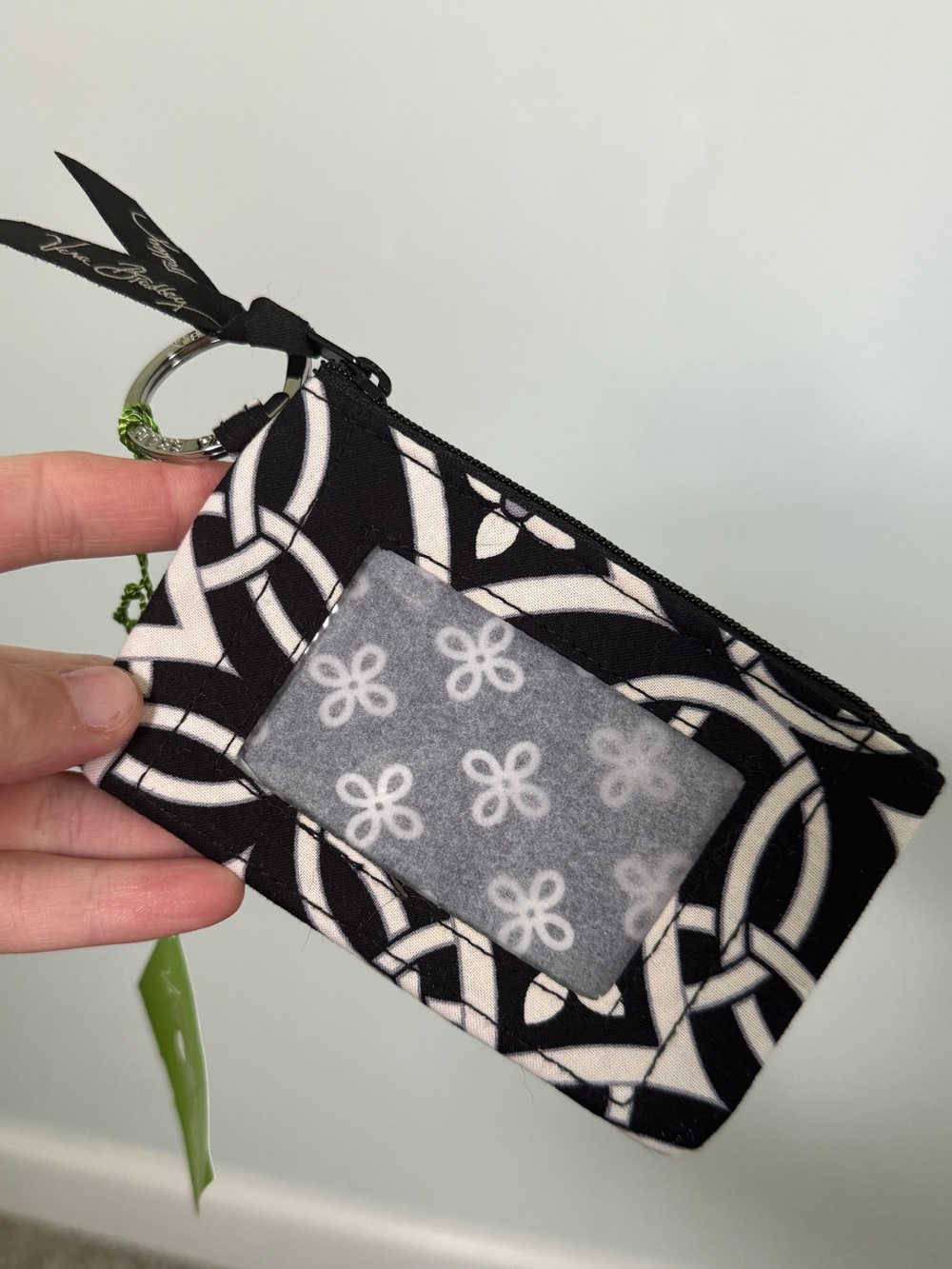 Vera Bradley Black and White Geometric Card Case with Key Ring